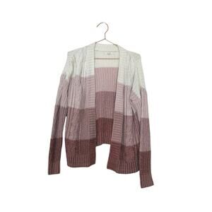 Maurices Pink and Cream Striped Cardigan